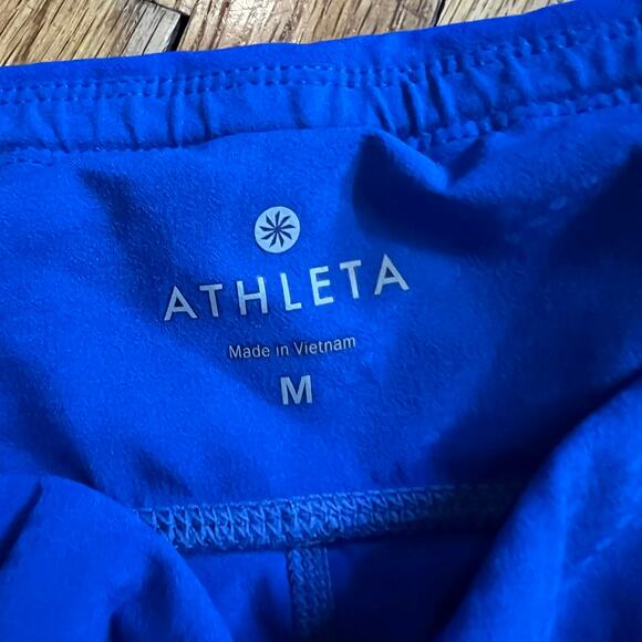 Athleta Leggings Womens Medium Dobby Be Free Knickers Capri Blue Pocket Pants - Picture 3 of 10